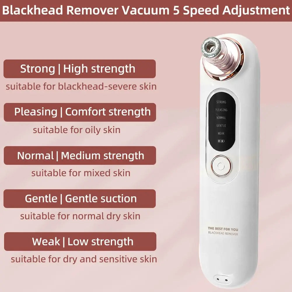 Electric Blackhead Remover Vacuum Pore Cleaner Comedone Extractor Facial Suction Tool for Deep Cleansing and Skincare