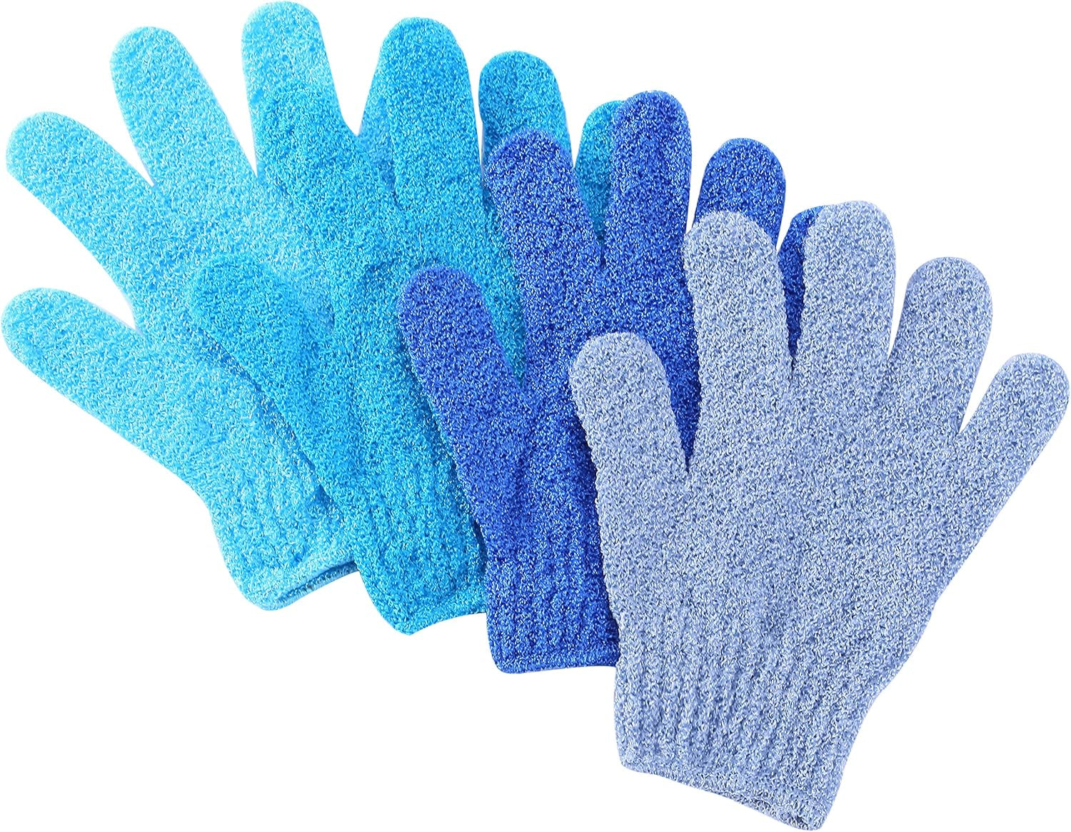 Slick- Exfoliating Gloves, 4 Pcs, Skin Exfoliator for Body, Bath / Scrub Gloves, Shower Accessories for Women, Exfoliation Mitt