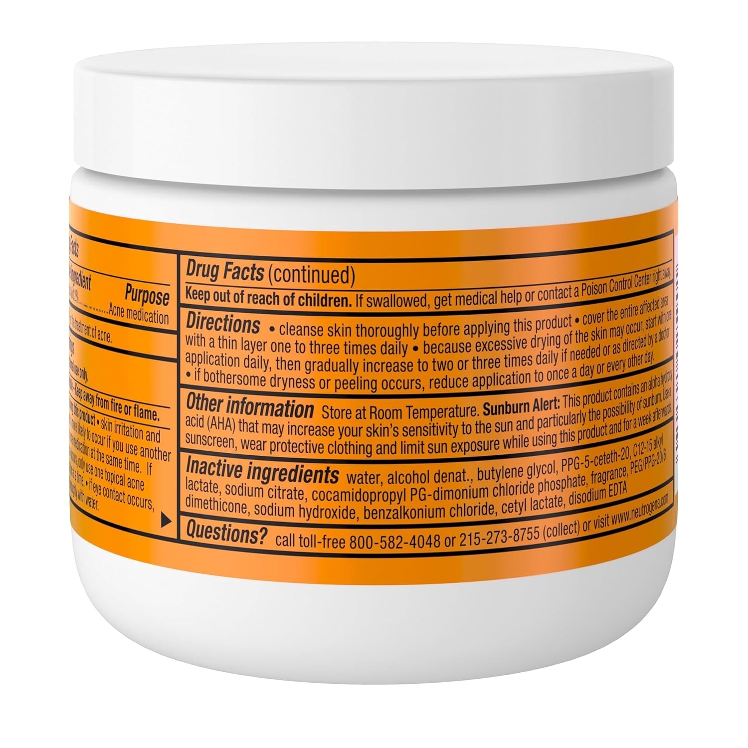 Neutrogena Rapid Clear Maximum Strength Acne Treatment Pads - Salicylic Acid Formula, Face Cleansing Pads, Oil Remover, Fights Pimples, 60 Count, Resealable Jar