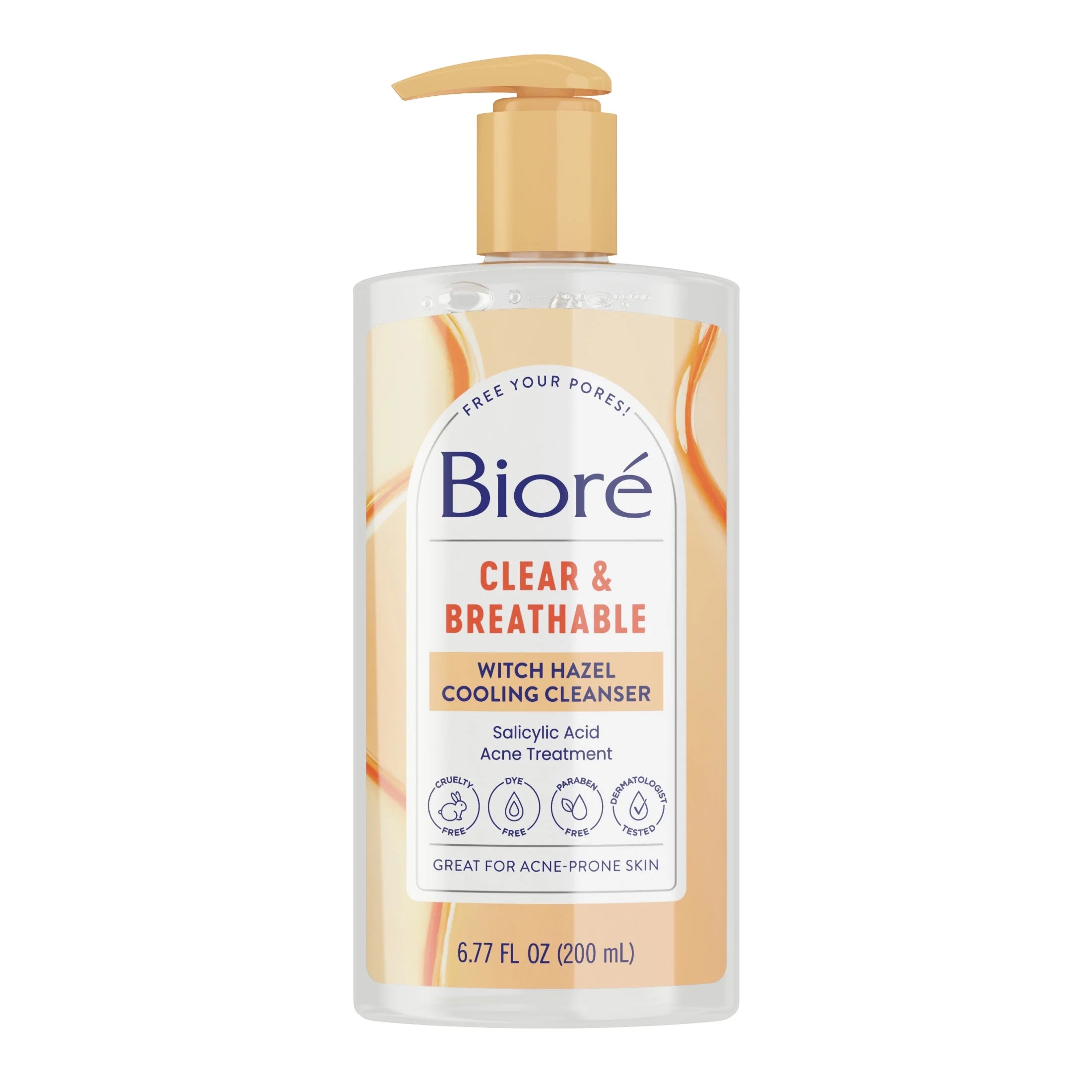 Biore Witch Hazel Face Wash Cleanser, Acne Prone Skin Care, 6.77 Fl Oz
