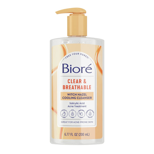 Biore Witch Hazel Face Wash Cleanser, Acne Prone Skin Care, 6.77 Fl Oz