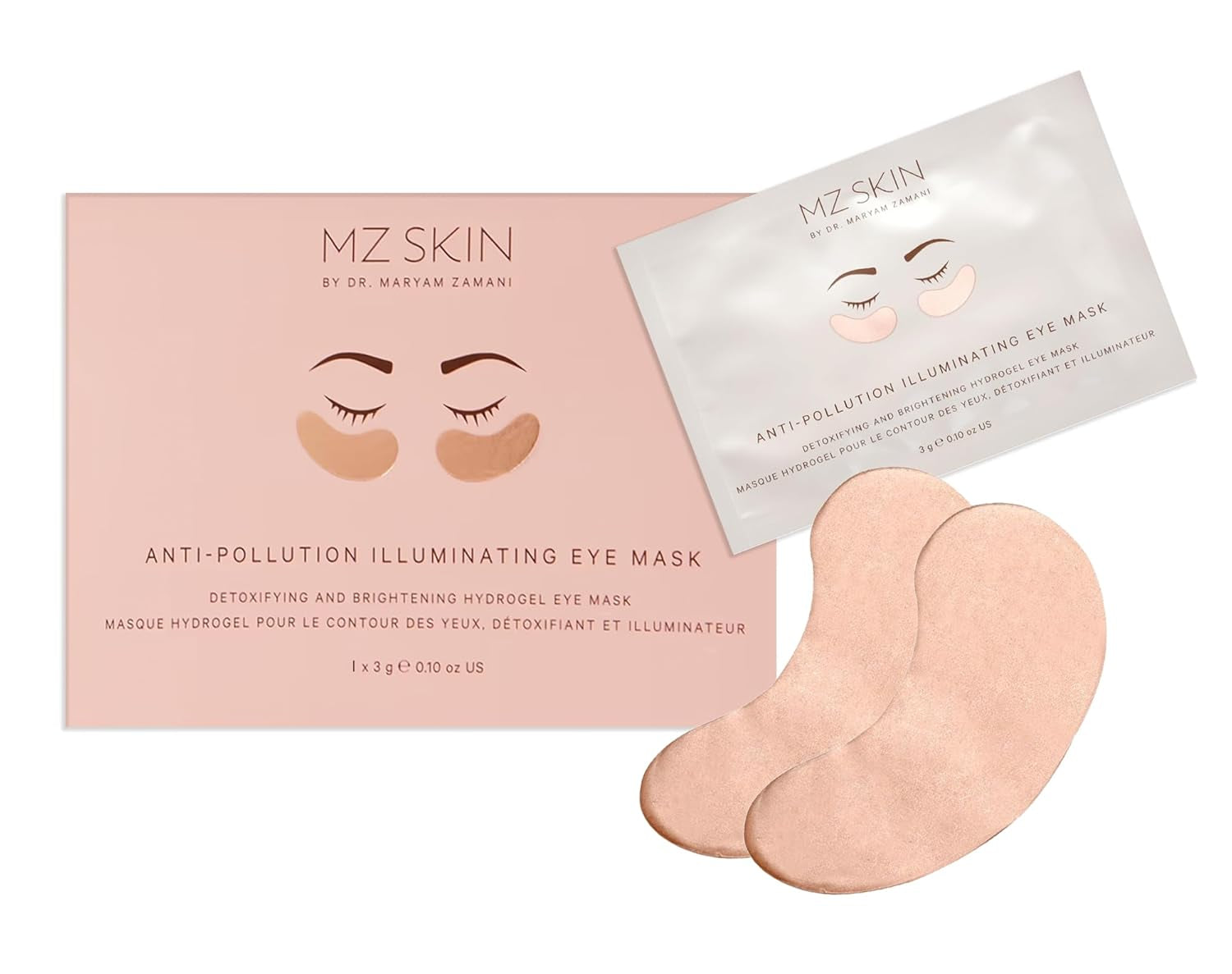 MZ SKIN Anti-Pollution Illuminating Eye Mask - Cooling Hydrogel Treatment for Bright Hydrated, Refreshed & Awakened Eyes, Anti-Fatigue, with Centella Asiatica and Hyaluronic Acid